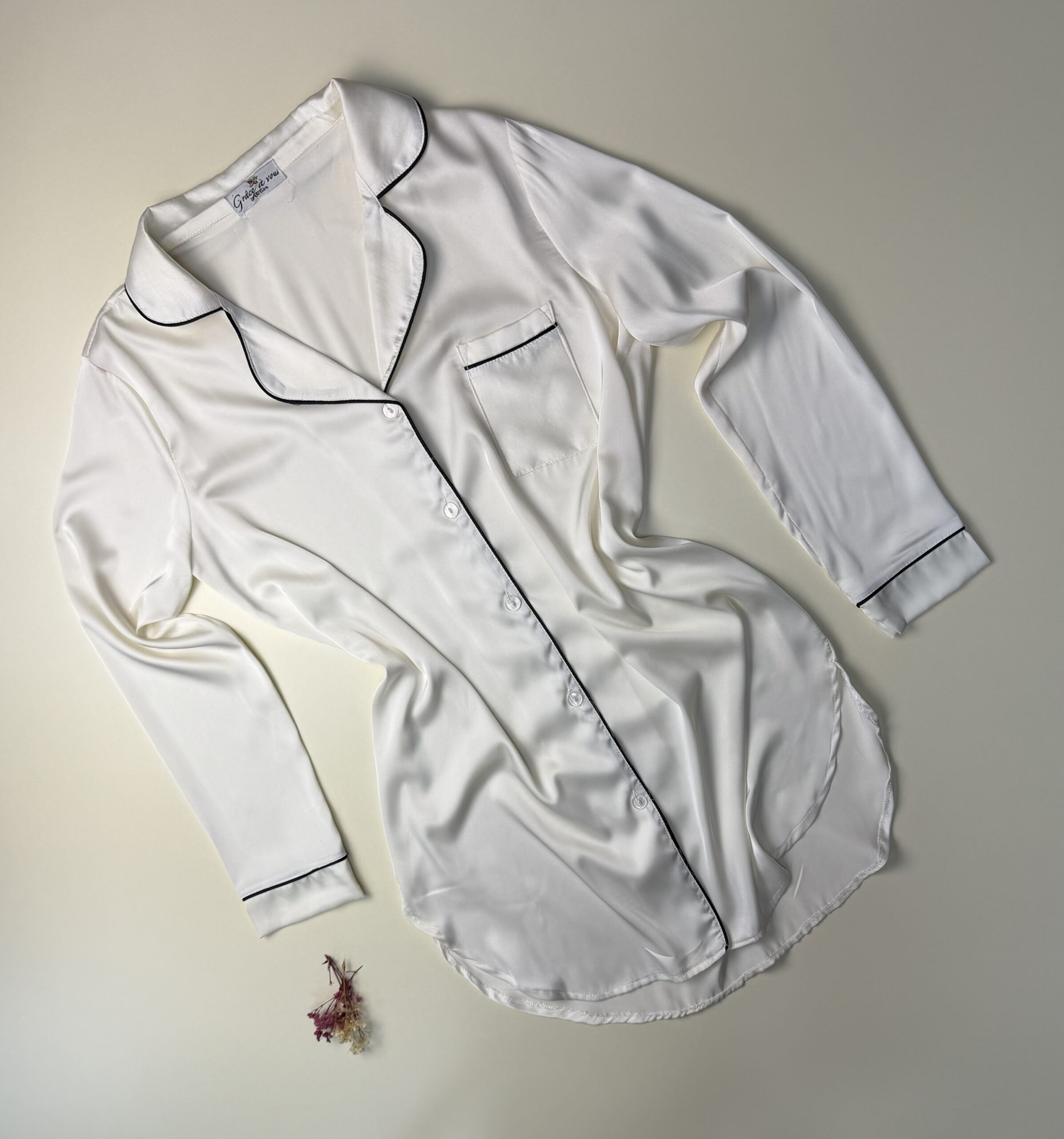Chemise de nuit en satin " Blanche "