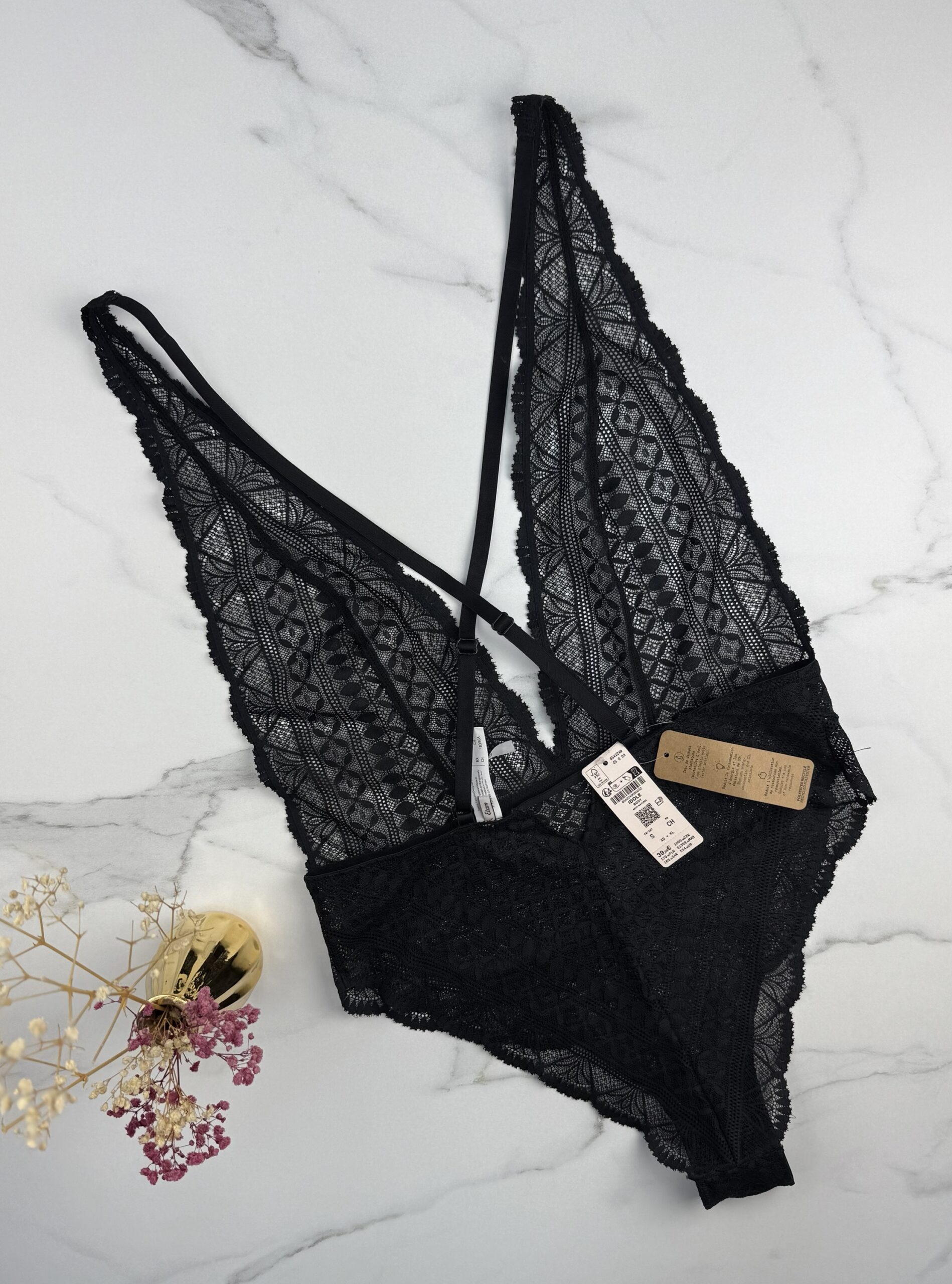 Body en dentelle Idole noir – Image 2