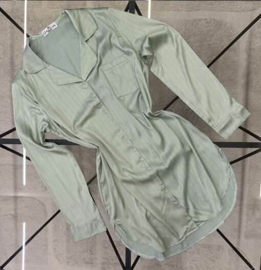 Chemise de nuit en satin " vert menthe "