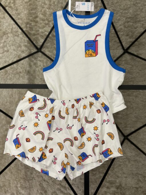 Pyjama short haut debardeur  " bleu juice "