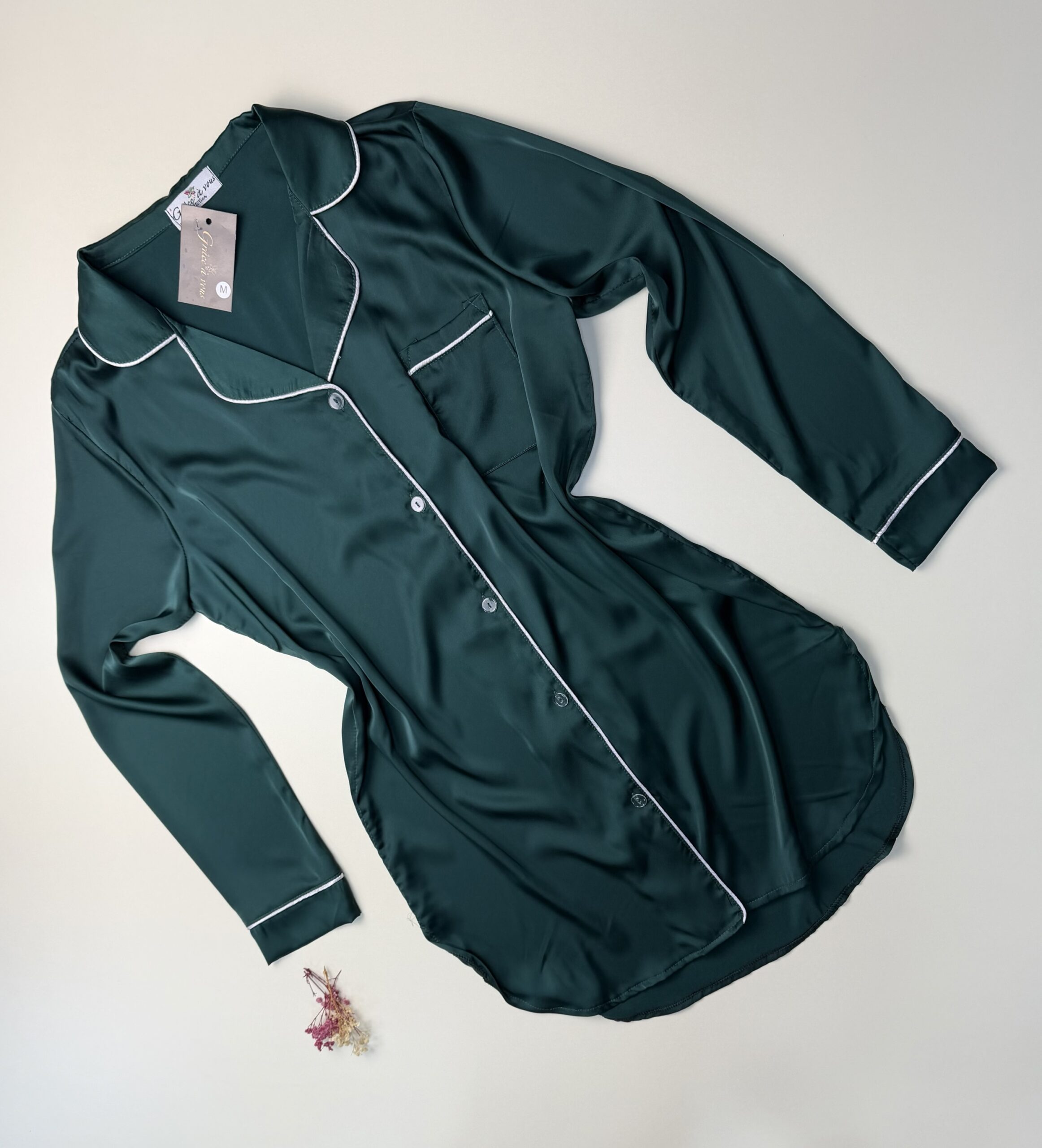 Chemise de nuit en satin " vert foncé "