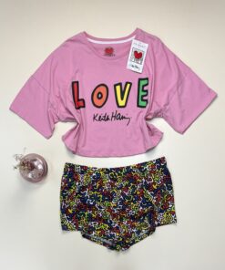 Alternative view of Pyjama short haut demi manche " keith hamiz love "