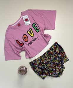 Pyjama short haut demi manche " keith hamiz love "