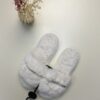 Pantoufle en fourrure strass " blanche "
