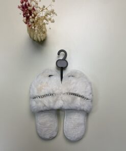 Alternative view of Pantoufle en fourrure strass " blanche "