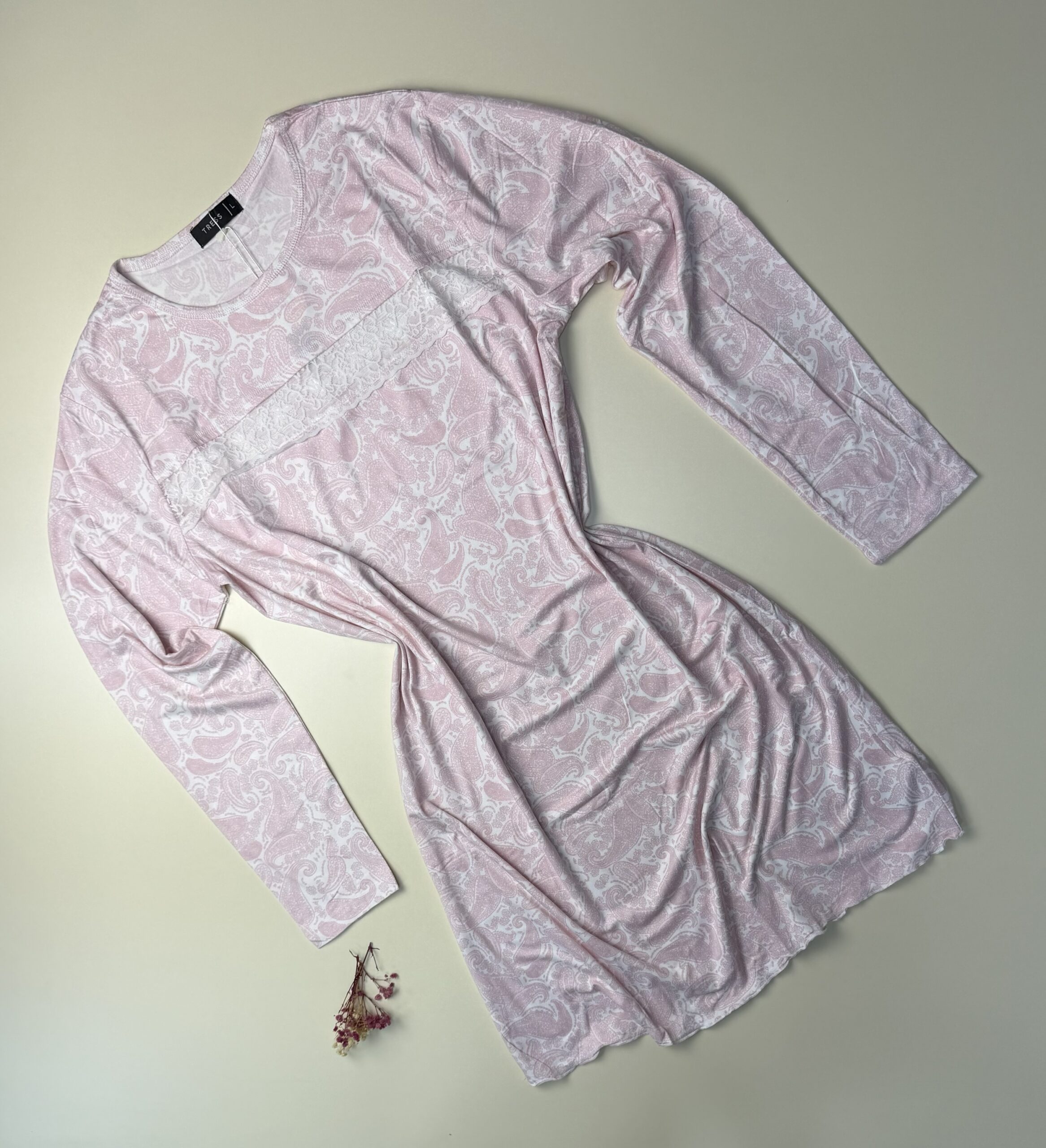 Chemise de nuit - rose à motif -