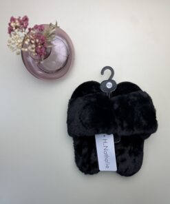 Alternative view of Pantoufle ouverte en fourrure "noir"