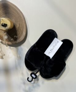 Pantoufle ouverte en fourrure "noir"