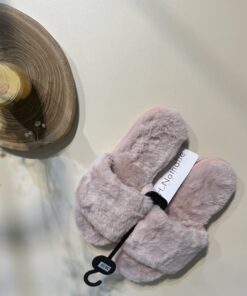 Pantoufle ouverte en fourrure "rose "