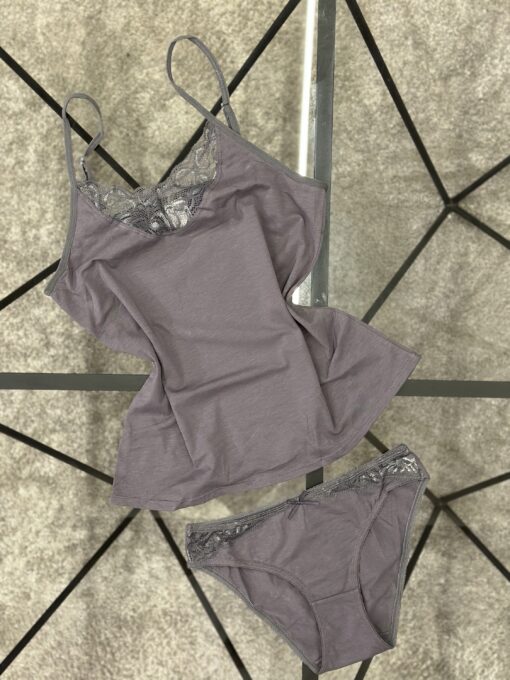 Tricot de peau + bas " Gris foncé  "