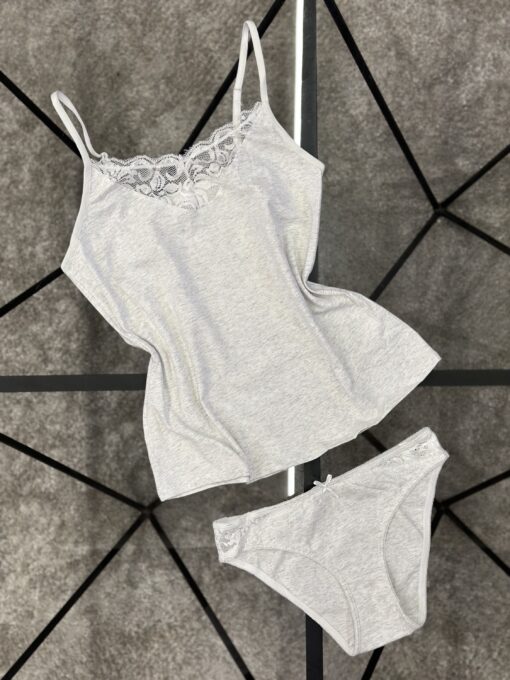Tricot de peau + bas " gris clair "