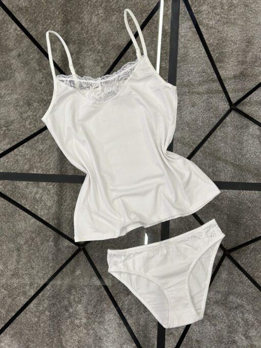 Tricot de peau + bas " Blanc  "