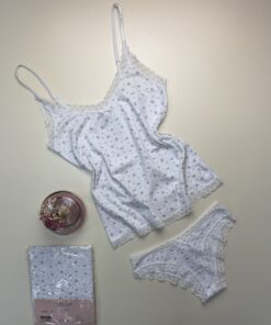 Tricot de peau + bas " Vert à fleur "