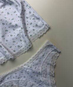 Alternative view of Tricot de peau + bas " Vert à fleur "