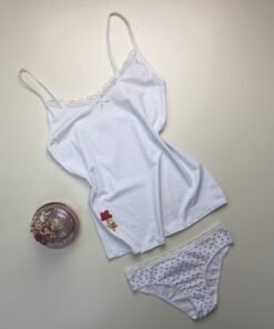 Tricot de peau + bas " Blanc "