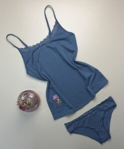 Tricot de peau + bas " BLEU "