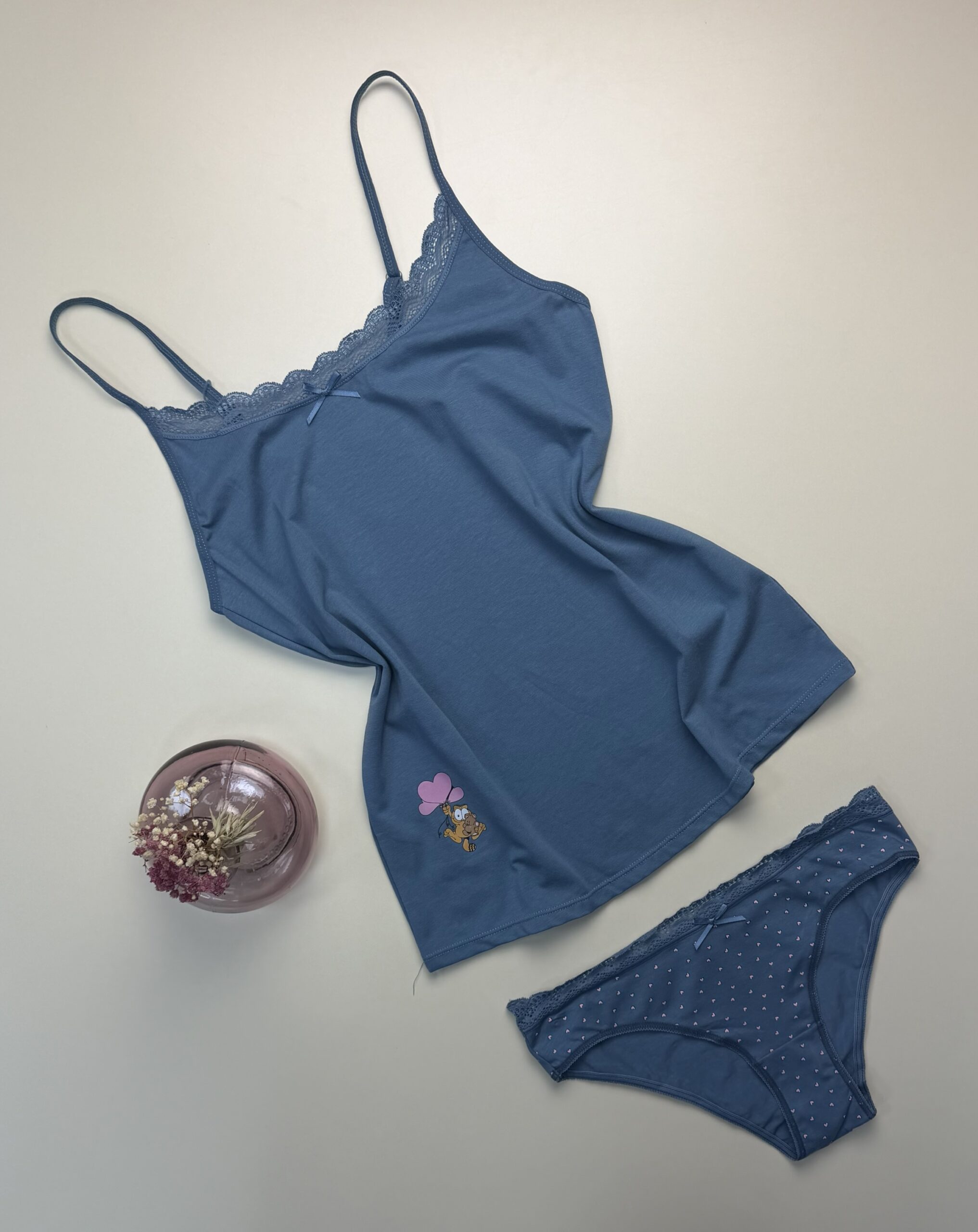 Tricot de peau + bas " BLEU "