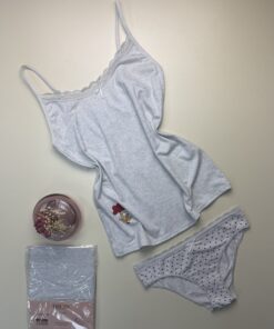 Tricot de peau + bas " Gris clair "