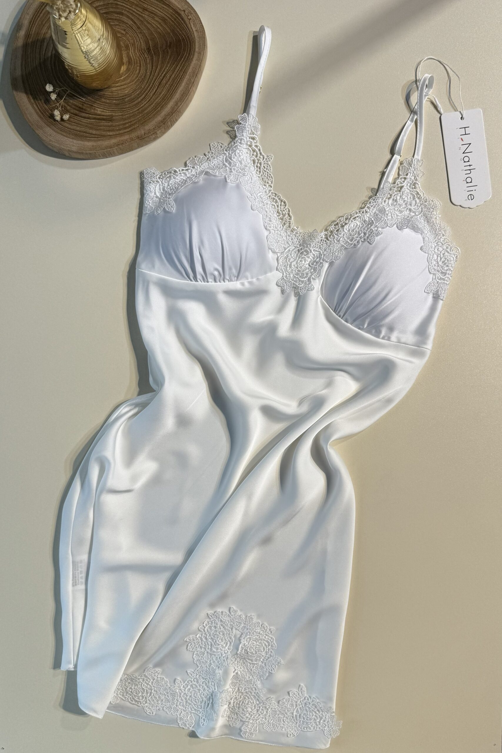 Nuisette en satin " blanc " – Image 4