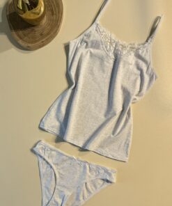 Tricot de peau + bas " gris clair "