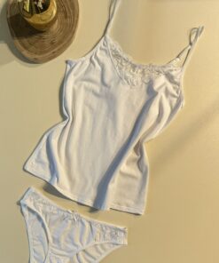 Tricot de peau + bas " Blanc  "