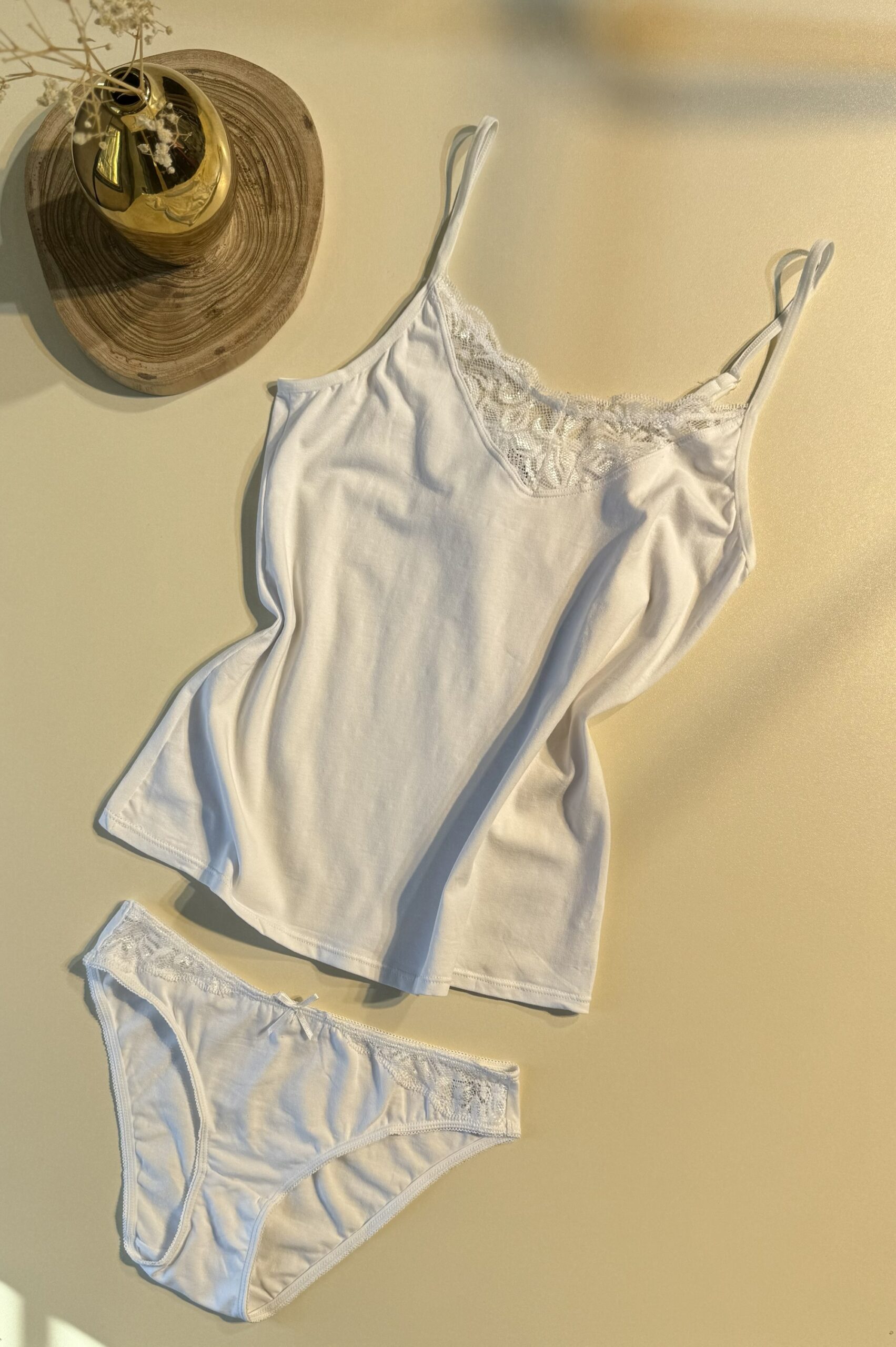 Tricot de peau + bas " Blanc  "