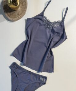 Tricot de peau + bas " Gris foncé  "