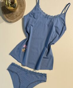 Tricot de peau + bas " BLEU "