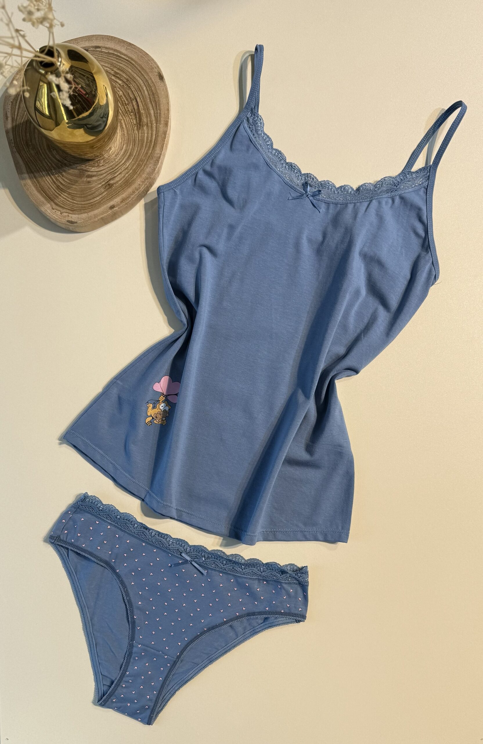 Tricot de peau + bas " BLEU "