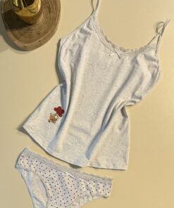 Tricot de peau + bas " Gris clair "