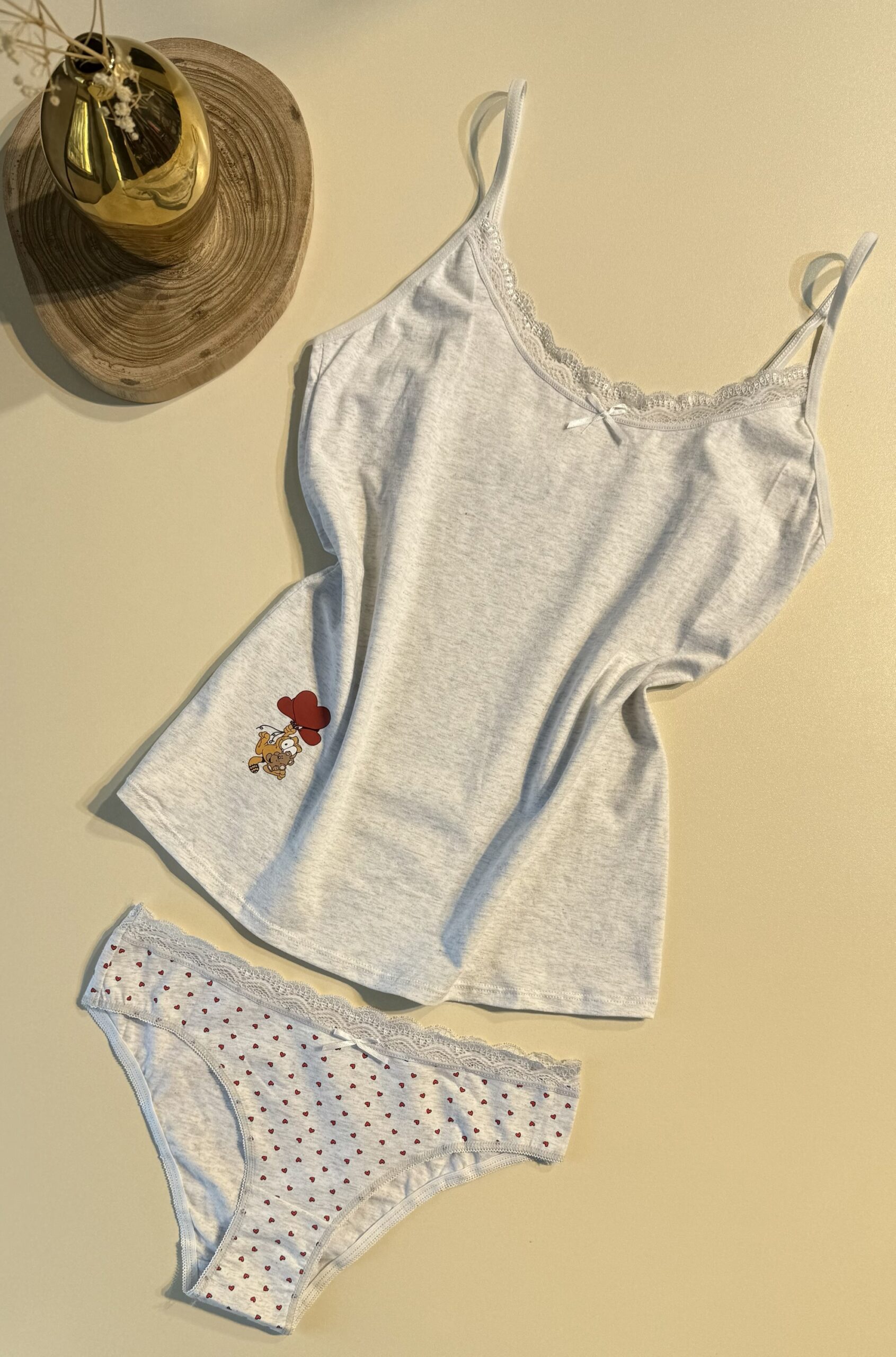 Tricot de peau + bas " Gris clair "