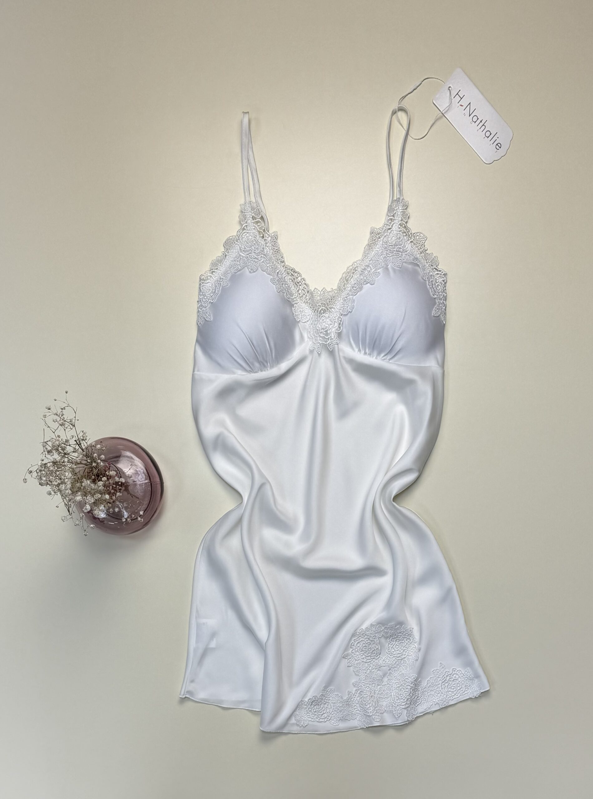 Nuisette en satin " blanc " – Image 2