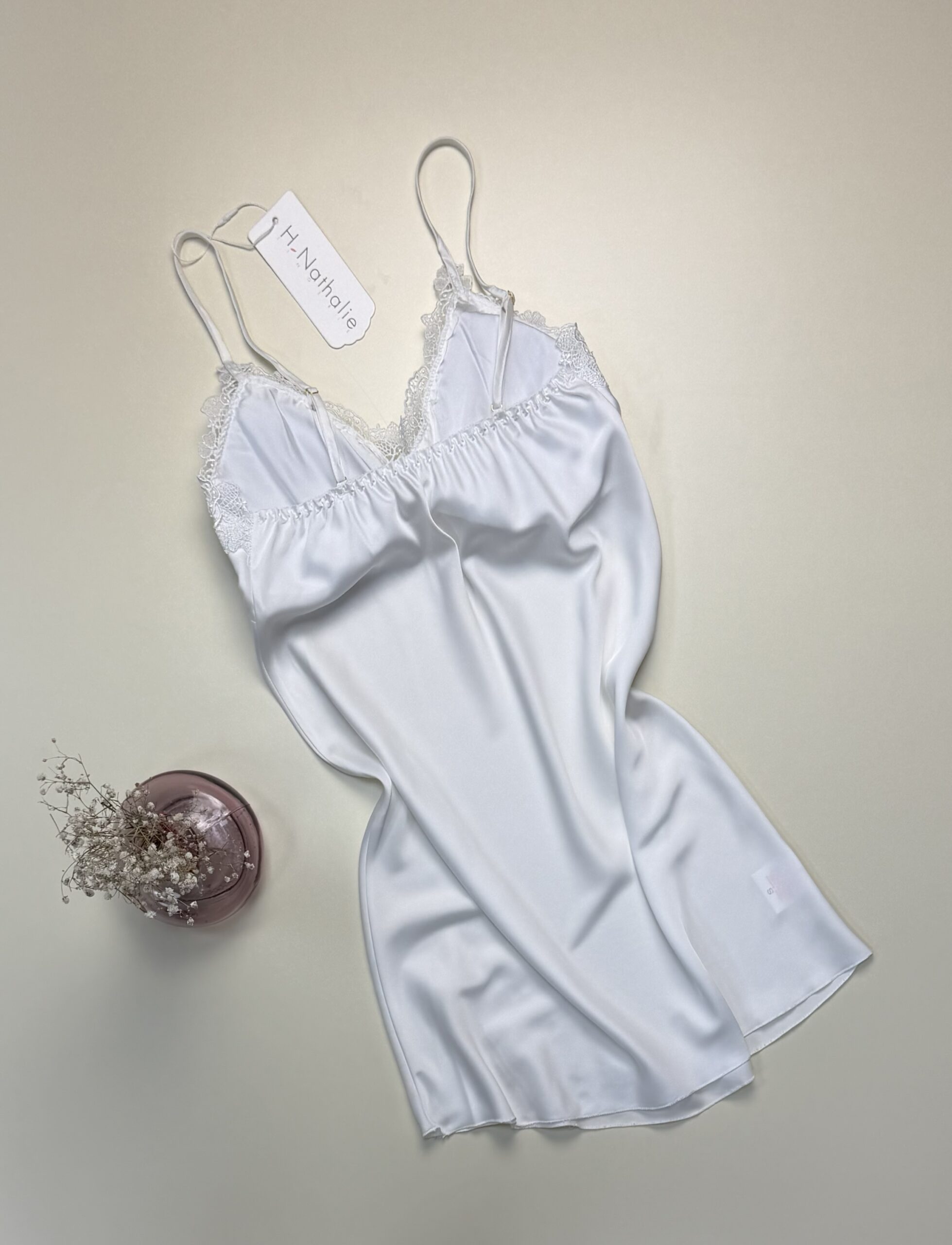 Nuisette en satin " blanc " – Image 3