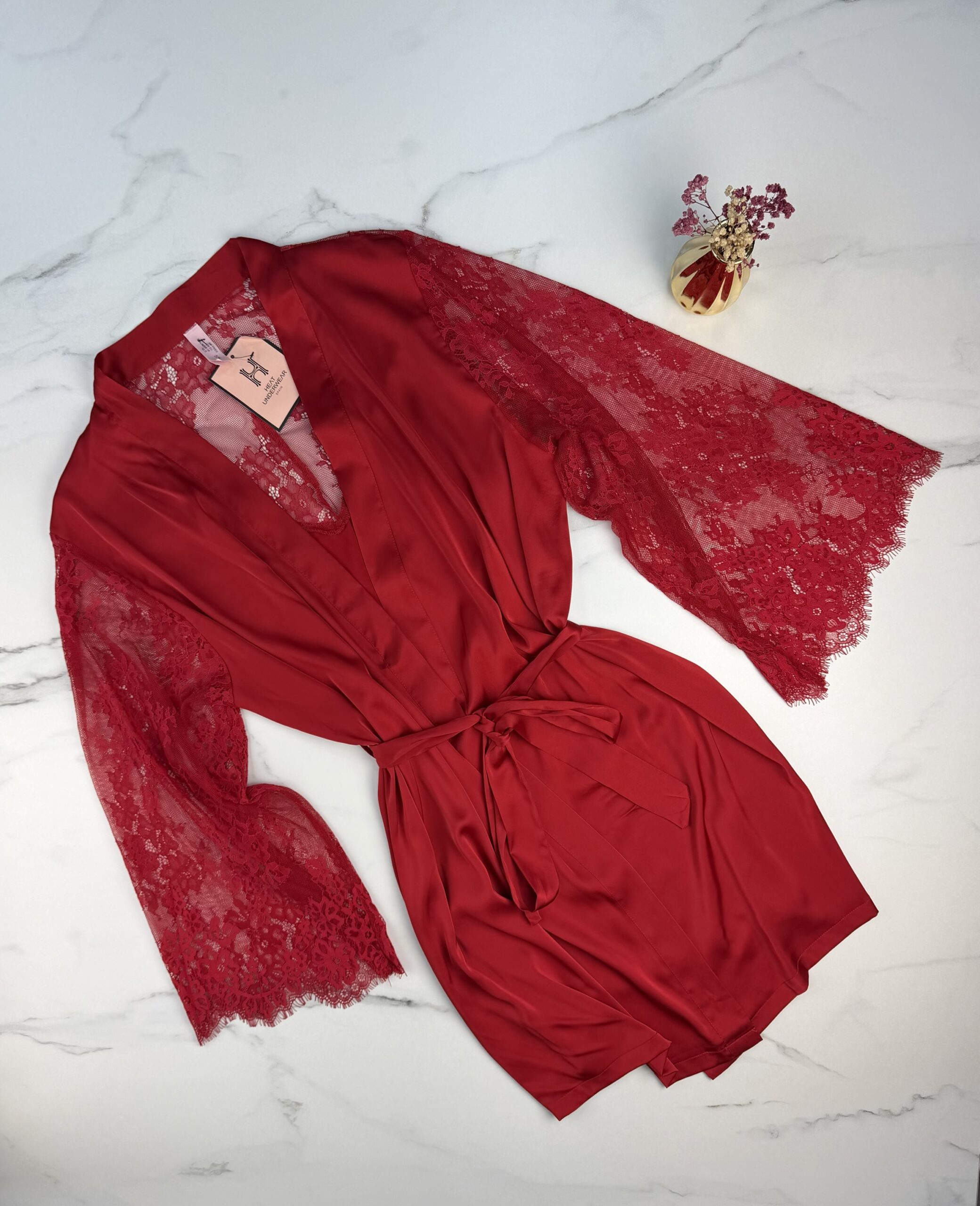 Ensemble nuisette peignoir en satin " rouge " – Image 6