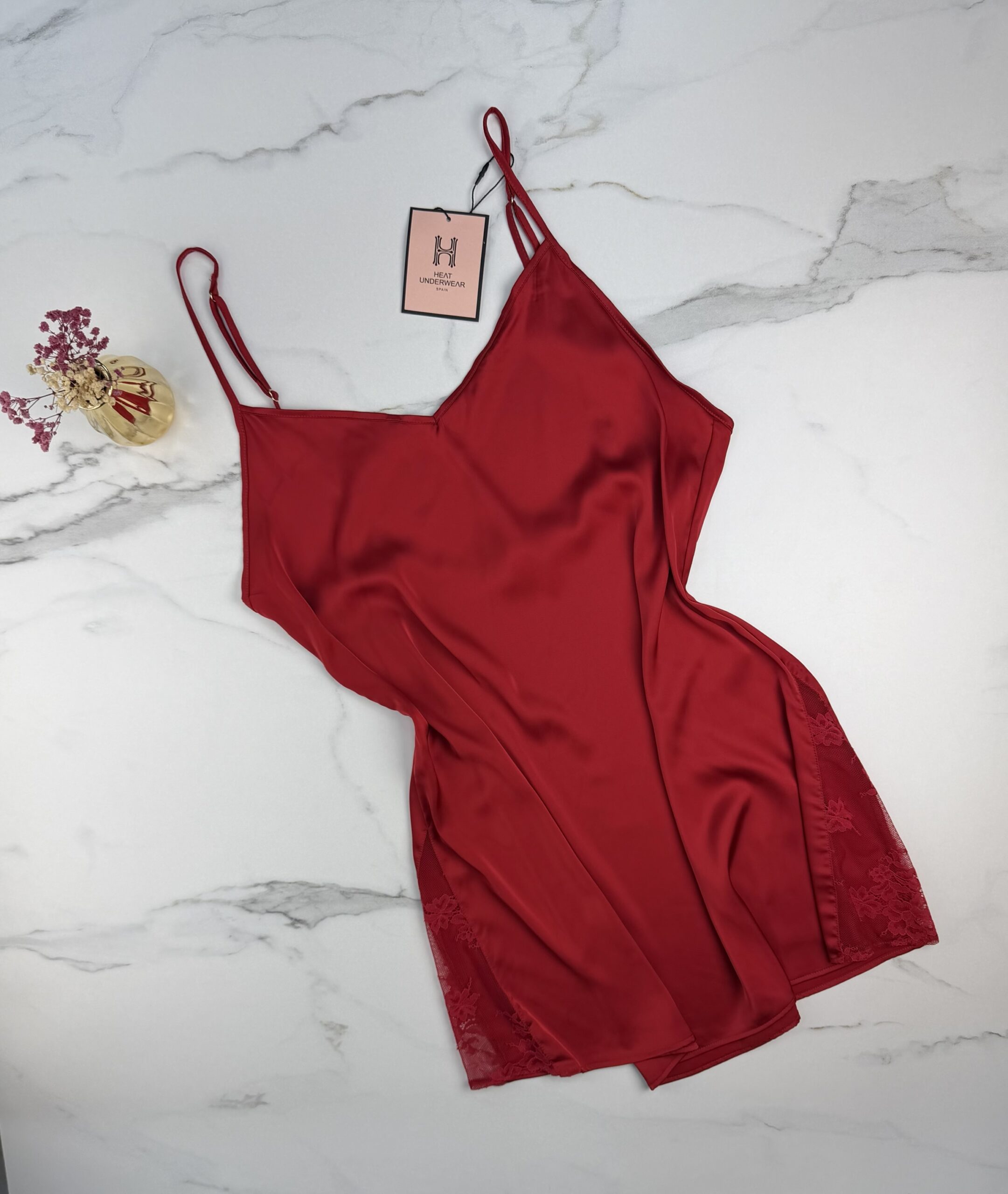 Ensemble nuisette peignoir en satin " rouge " – Image 7