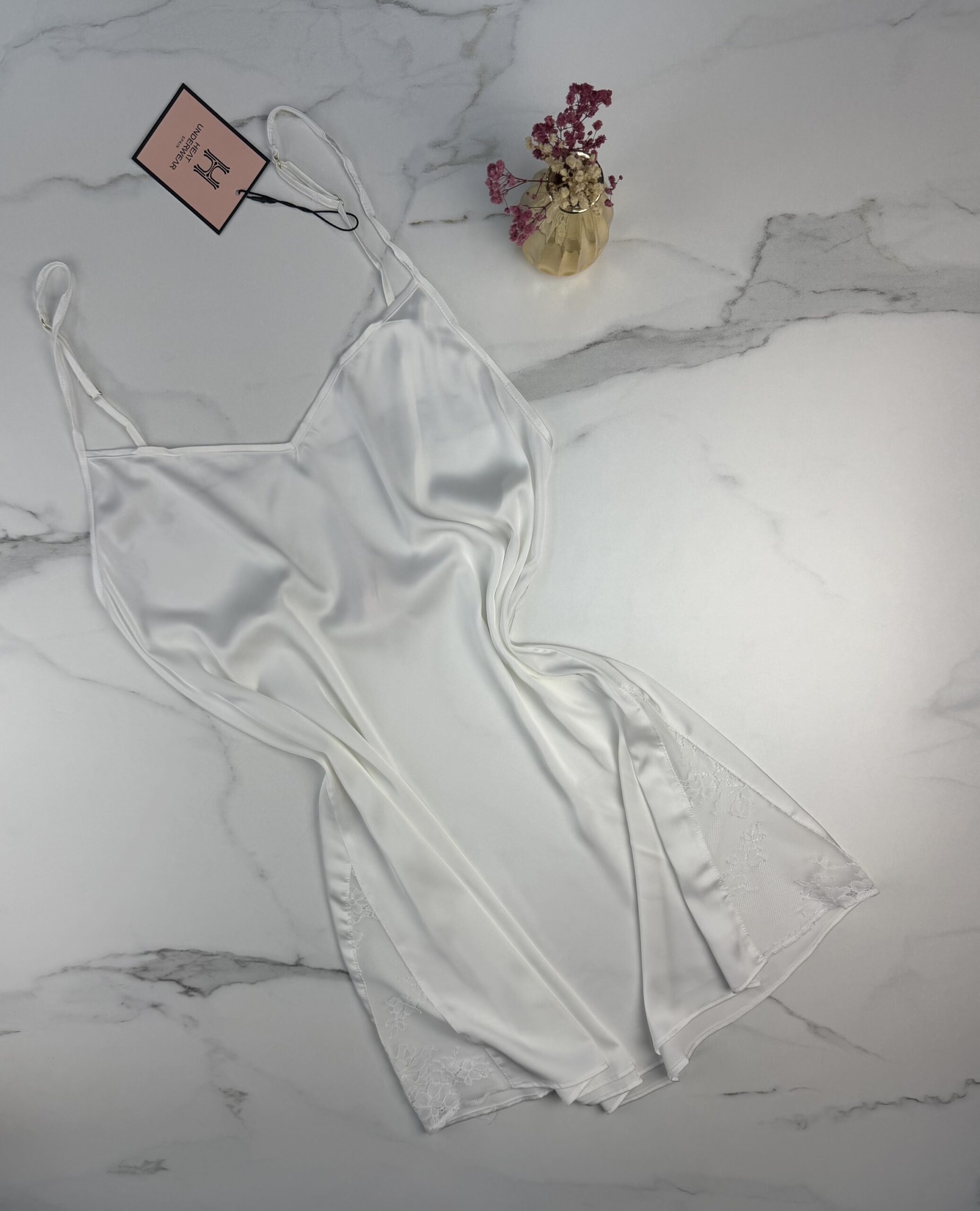 Ensemble nuisette peignoir en satin " blanc " – Image 3