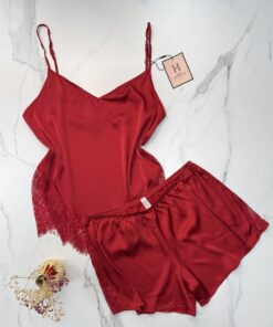 Alternative view of Short bustier en satin H " rouge  "