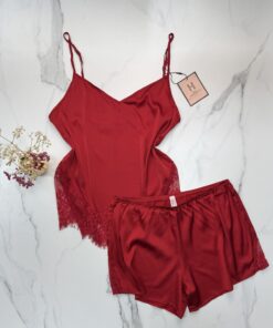 Short bustier en satin H " rouge  "