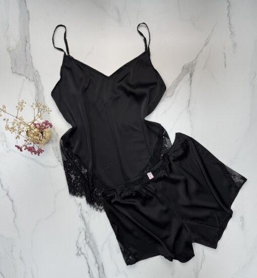 Short bustier en satin H  " noir "