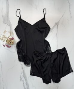 Alternative view of Short bustier en satin H  " noir "