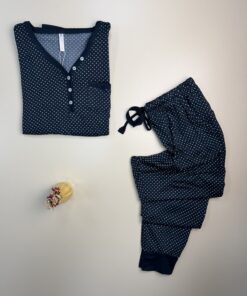 Alternative view of Pyjama haut manche longue  " bleu marine "