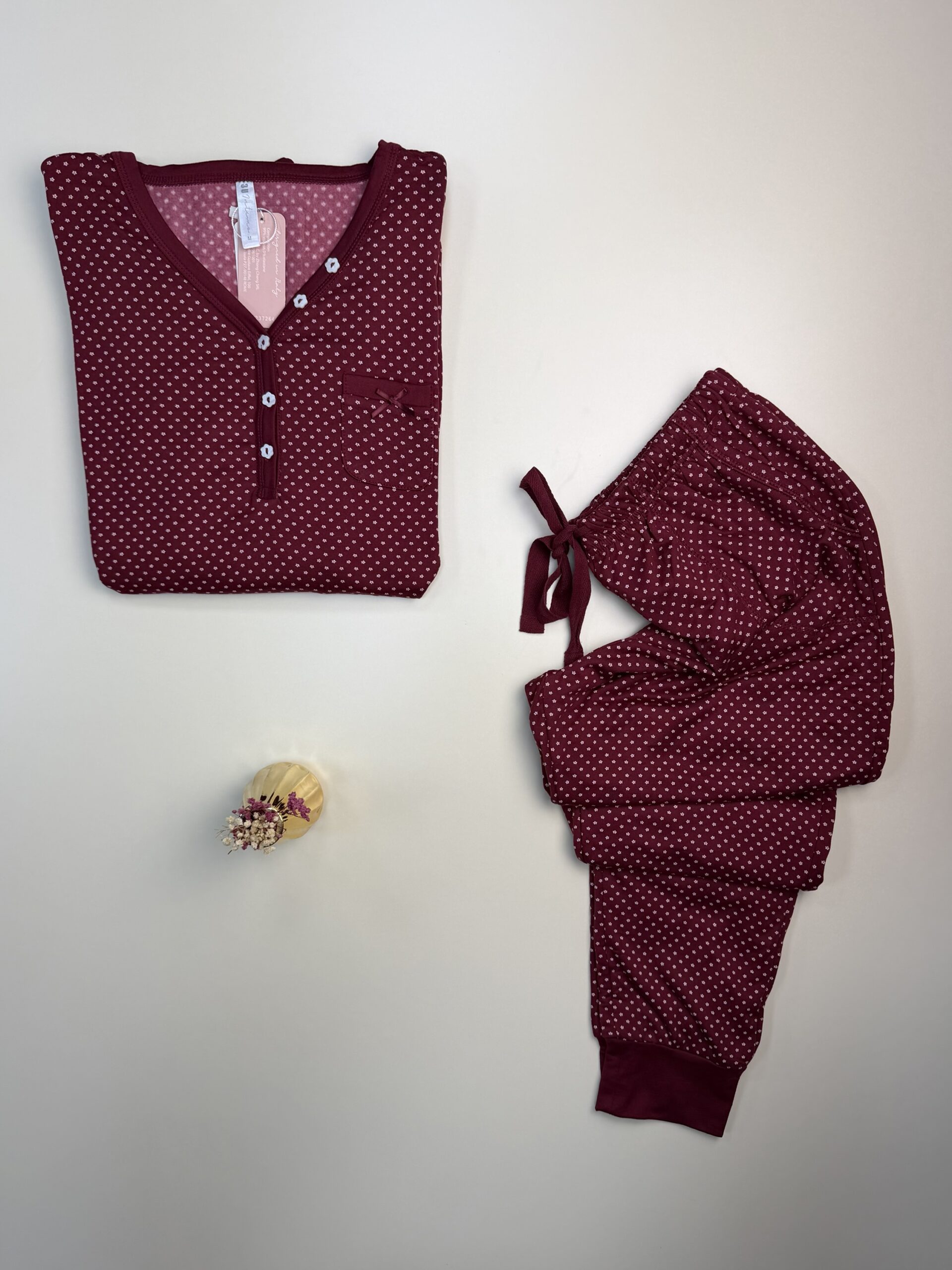 Pyjama haut manche longue " bordeaux " – Image 2