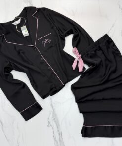 Pyjama boutonée en satin primark " noir " J’Adore