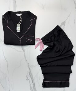 Alternative view of Pyjama boutonée en satin primark " noir " J’Adore