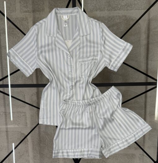 pyjama-short en satin "Gris" a rayures