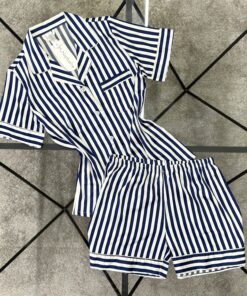 pyjama-short en satin "Bleu" a rayures