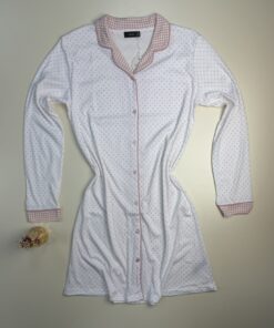 Alternative view of Chemise de nuit  boutonne - Tress - “ rose “ petit pois