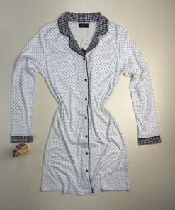 Alternative view of Chemise de nuit  boutonnée - Tress - "Noir" petit pois