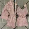 Ensemble nuisette peignoir en satin " rose"