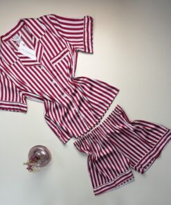 Alternative view of pyjama-short en satin "Rouge" a rayures